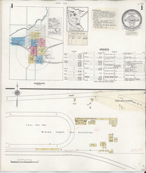 Saint Charles Minnesota 1940 - Fire Insurance Index - Old Map Reprint
