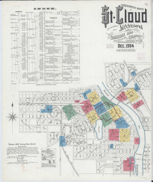 Saint Cloud Minnesota 1904 - Fire Insurance Index - Old Map Reprint