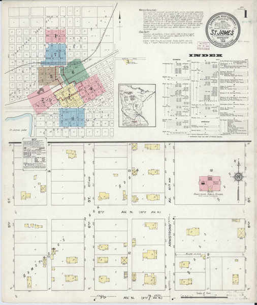 Saint James Minnesota 1914 - Fire Insurance Index - Old Map Reprint