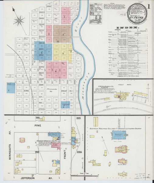 Saint Peter Minnesota 1889 - Fire Insurance Index - Old Map Reprint