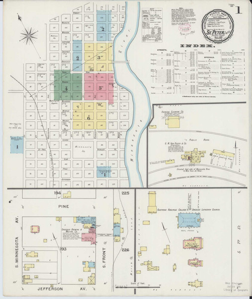Saint Peter Minnesota 1894 - Fire Insurance Index - Old Map Reprint