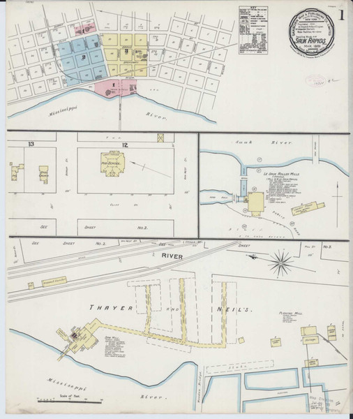Sauk Rapids Minnesota 1889 - Fire Insurance Index - Old Map Reprint