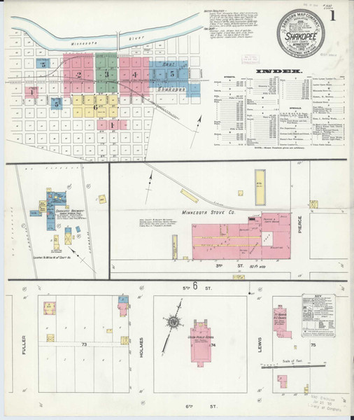 Shakopee Minnesota 1910 - Fire Insurance Index - Old Map Reprint