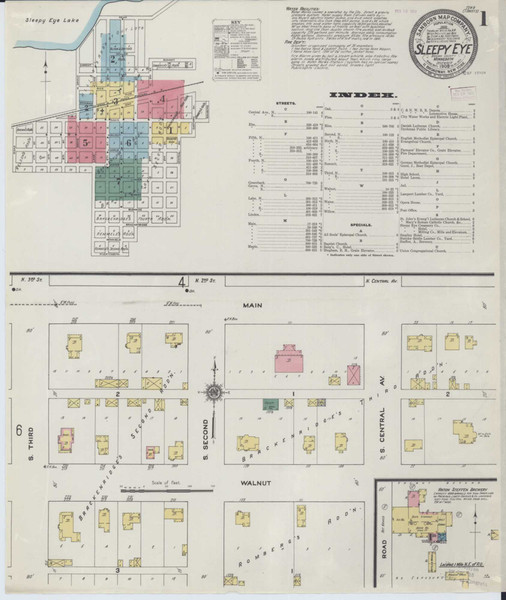 Sleepy Eye Minnesota 1909 - Fire Insurance Index - Old Map Reprint
