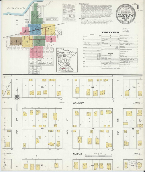 Sleepy Eye Minnesota 1917 - Fire Insurance Index - Old Map Reprint