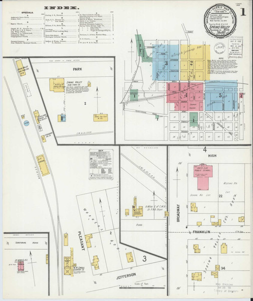 Spring Valley Minnesota 1900 - Fire Insurance Index - Old Map Reprint
