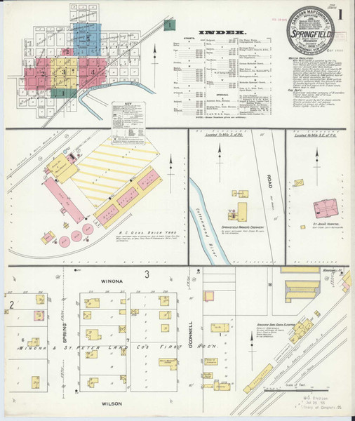 Springfield Minnesota 1909 - Fire Insurance Index - Old Map Reprint