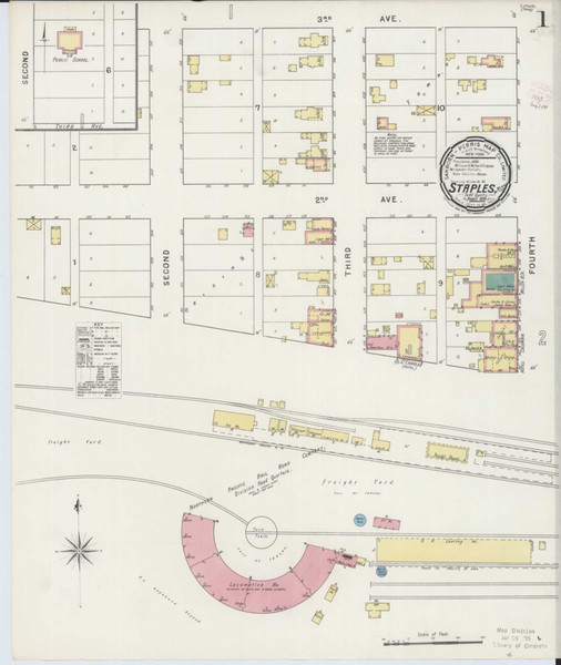 Staples Minnesota 1894 - Fire Insurance Index - Old Map Reprint