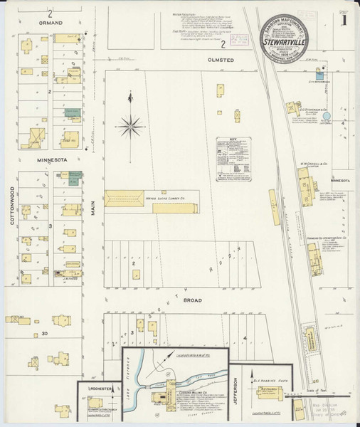 Stewartville Minnesota 1909 - Fire Insurance Index - Old Map Reprint