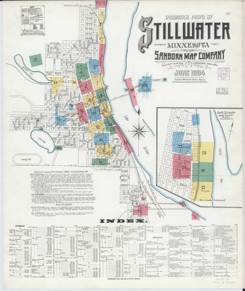 Stillwater Minnesota 1904 - Fire Insurance Index - Old Map Reprint