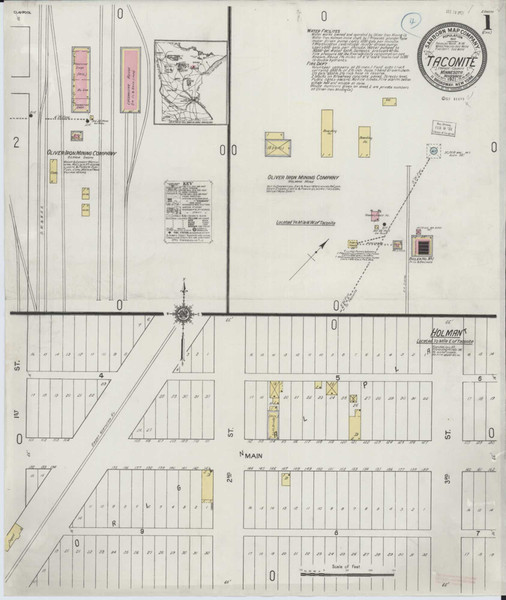 Taconite Minnesota 1921 - Fire Insurance Index - Old Map Reprint