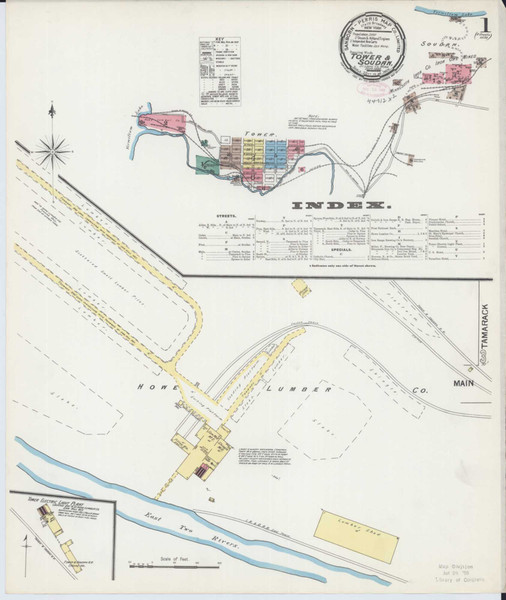 Tower Minnesota 1892 - Fire Insurance Index - Old Map Reprint