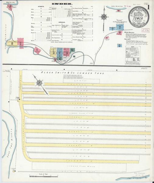 Tower Minnesota 1909 - Fire Insurance Index - Old Map Reprint