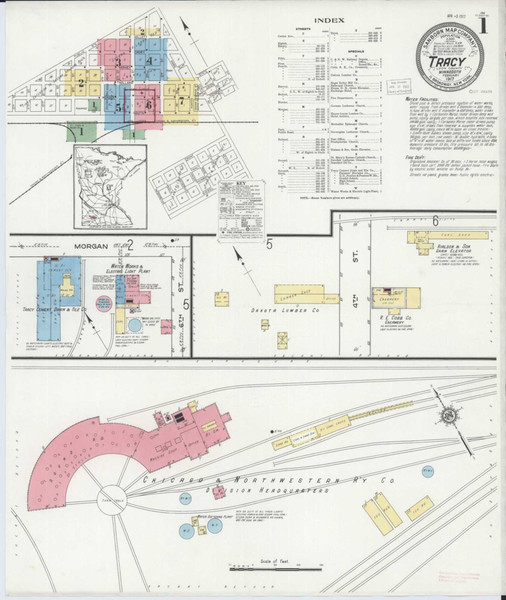Tracy Minnesota 1917 - Fire Insurance Index - Old Map Reprint