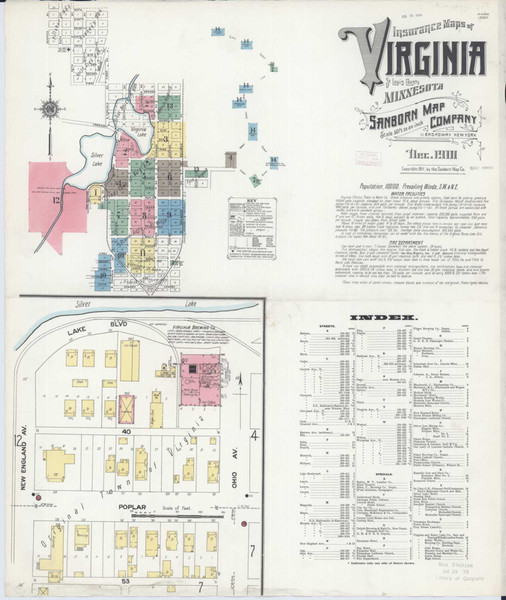Virginia Minnesota 1910 - Fire Insurance Index - Old Map Reprint