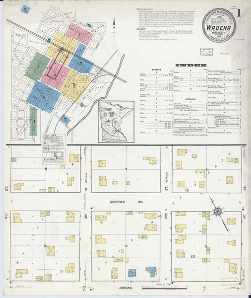 Wadena Minnesota 1916 - Fire Insurance Index - Old Map Reprint