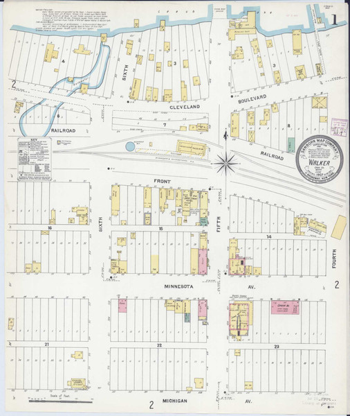 Walker Minnesota 1907 - Fire Insurance Index - Old Map Reprint