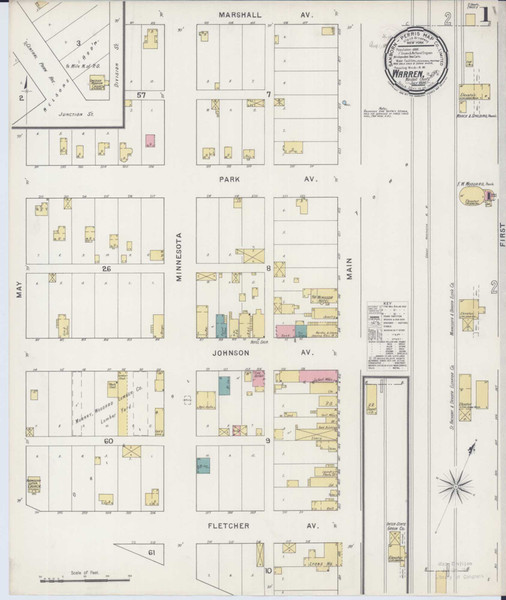 Warren Minnesota 1894 - Fire Insurance Index - Old Map Reprint