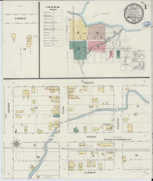Waterville Minnesota 1894 - Fire Insurance Index - Old Map Reprint