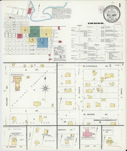 Willmar Minnesota 1909 - Fire Insurance Index - Old Map Reprint