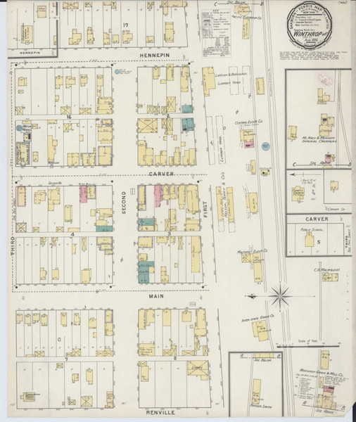 Winthrop Minnesota 1894 - Fire Insurance Index - Old Map Reprint