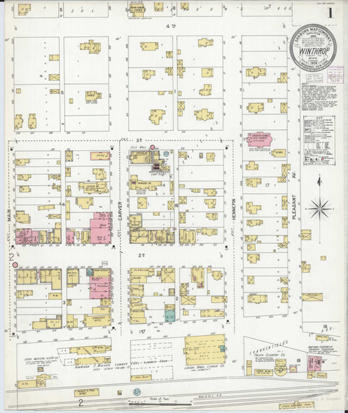 Winthrop Minnesota 1905 - Fire Insurance Index - Old Map Reprint