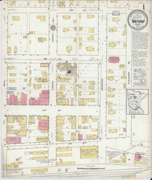 Winthrop Minnesota 1917 - Fire Insurance Index - Old Map Reprint