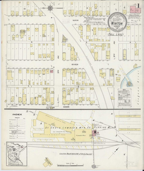 Winton Minnesota 1914 - Fire Insurance Index - Old Map Reprint