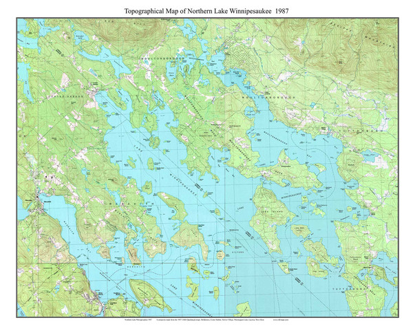 Northern Lake Winnipesaukee 1987 - Custom USGS Old Topo Map - New Hampshire