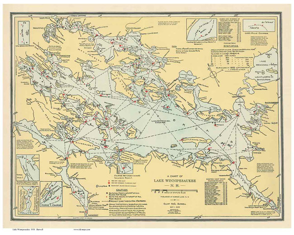 Lake Winnipesaukee, New Hampshire 1938 - Old Map Reprint