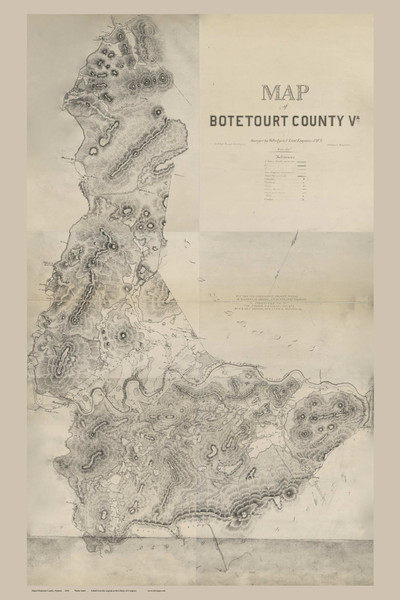 Botetourt County Virginia 1860 - Old Map Reprint