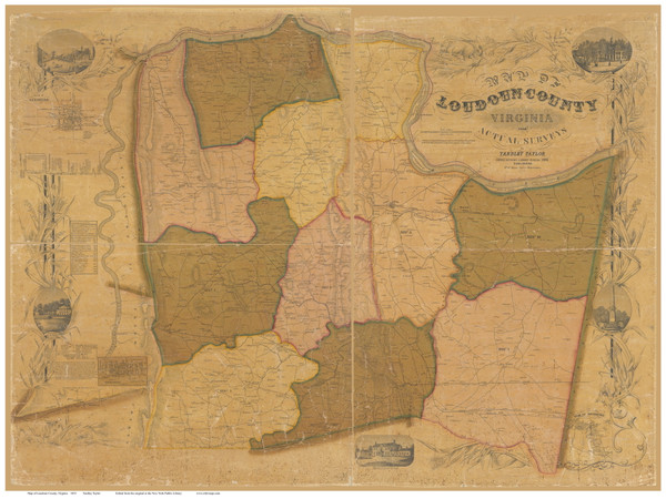 Loudoun County Virginia 1865 - Old Map Reprint