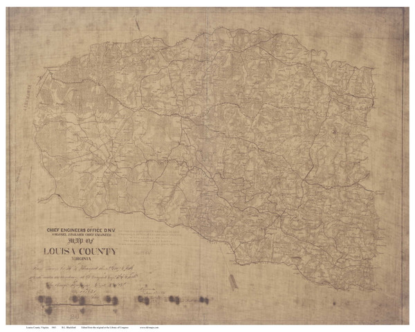 Louisa County Virginia 1863 - Old Map Reprint