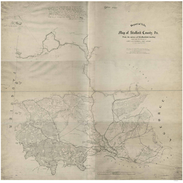 Stafford County Virginia 1863 (BW) - Old Map Reprint