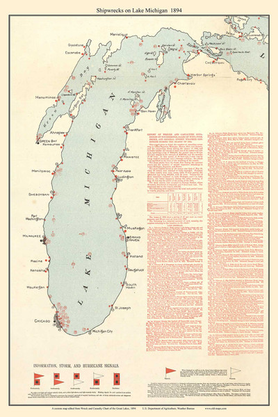Lake Michigan Shipwrecks 1894 USDA Custom - USA Regional 7