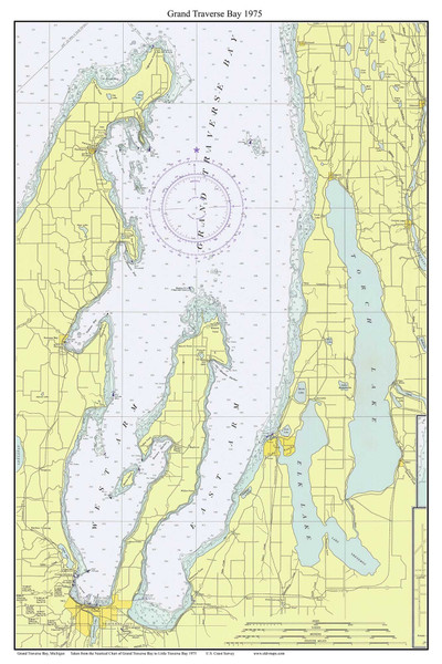 Grand Traverse Bay 1975 Lake Michigan Harbor Chart Reprint Great Lakes 7 - Custom