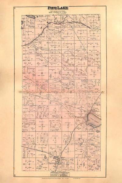 Fife Lake, Michigan 1881 Old Town Map Print - Grand Traverse Co. 10-11