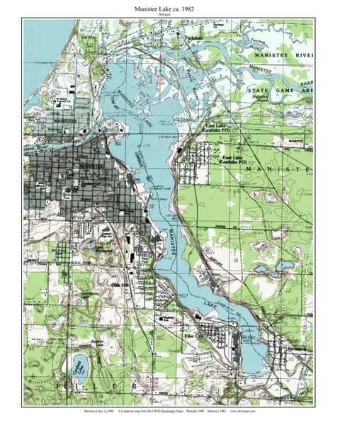 Manistee Lake 1982 - Custom USGS Old Topo Map - Michigan 2