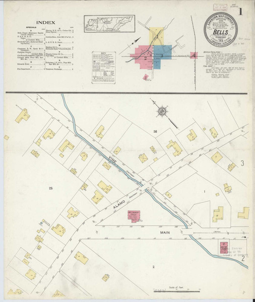 Bells Depot Tennessee 1913 - Fire Insurance Index - Old Map Reprint