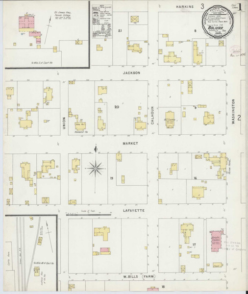 Bolivar Tennessee 1896 - Fire Insurance Index - Old Map Reprint