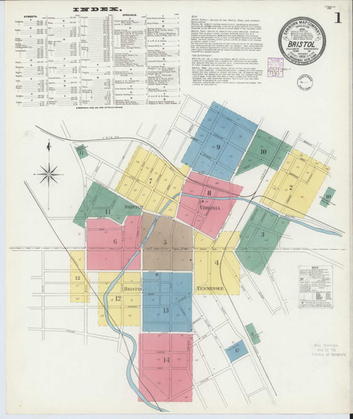 Bristol Tennessee 1902 - Fire Insurance Index - Old Map Reprint