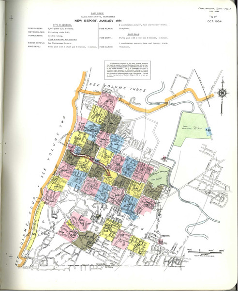 Chattanooga Tennessee 1955 V5 - Fire Insurance Index - Old Map Reprint