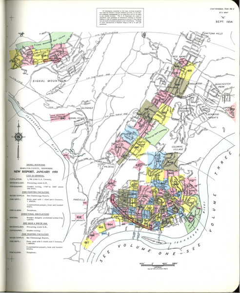 Chattanooga Tennessee 1955 V6 - Fire Insurance Index - Old Map Reprint