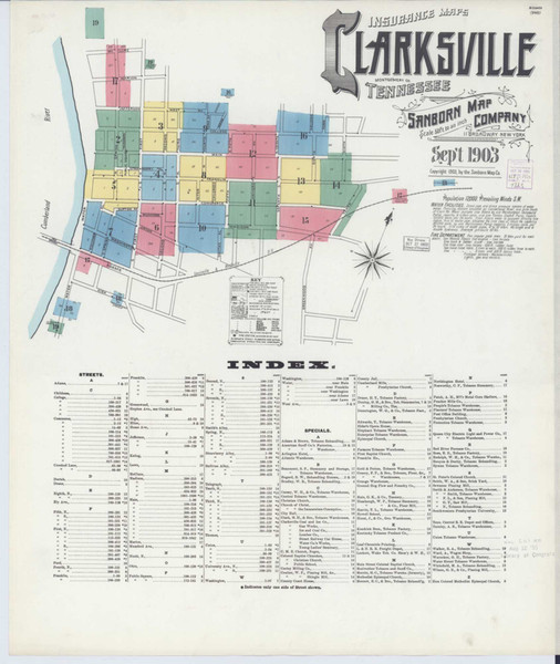 Clarksville Tennessee 1903 - Fire Insurance Index - Old Map Reprint
