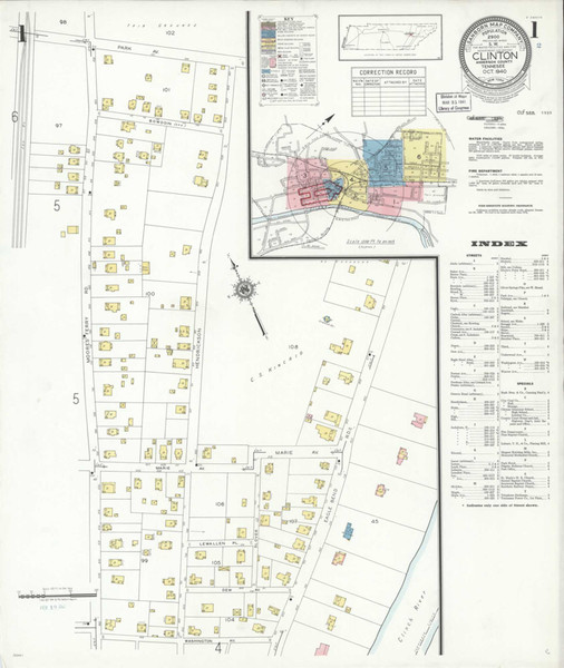 Clinton Tennessee 1940 - Fire Insurance Index - Old Map Reprint