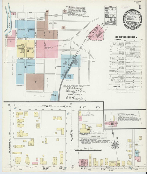 Columbia Tennessee 1891 - Fire Insurance Index - Old Map Reprint