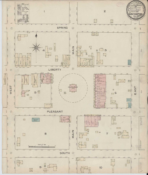 Covington Tennessee 1886 - Fire Insurance Index - Old Map Reprint