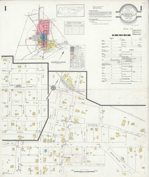 Crossville Tennessee 1933 - Fire Insurance Index - Old Map Reprint