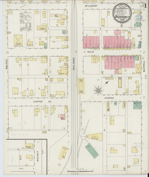 Dickson Tennessee 1894 - Fire Insurance Index - Old Map Reprint