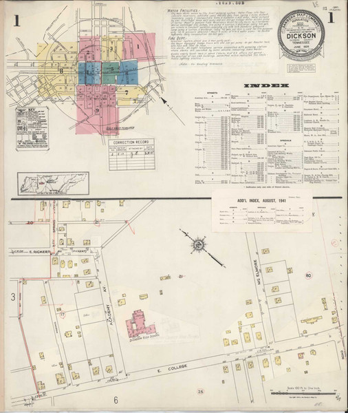 Dickson Tennessee 1941 - Fire Insurance Index - Old Map Reprint